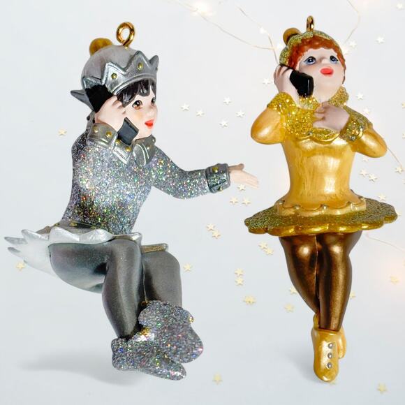 VTG Y2K 2001 Hallmark Ornament Set Friendship Friendly Elves Cell Phones Tech - Picture 1 of 10